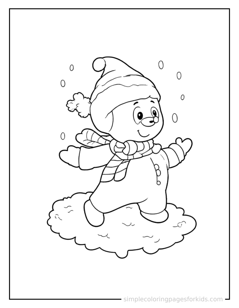 Coloring Scene 4 Winter Snowball Fight Scene Coloring Page