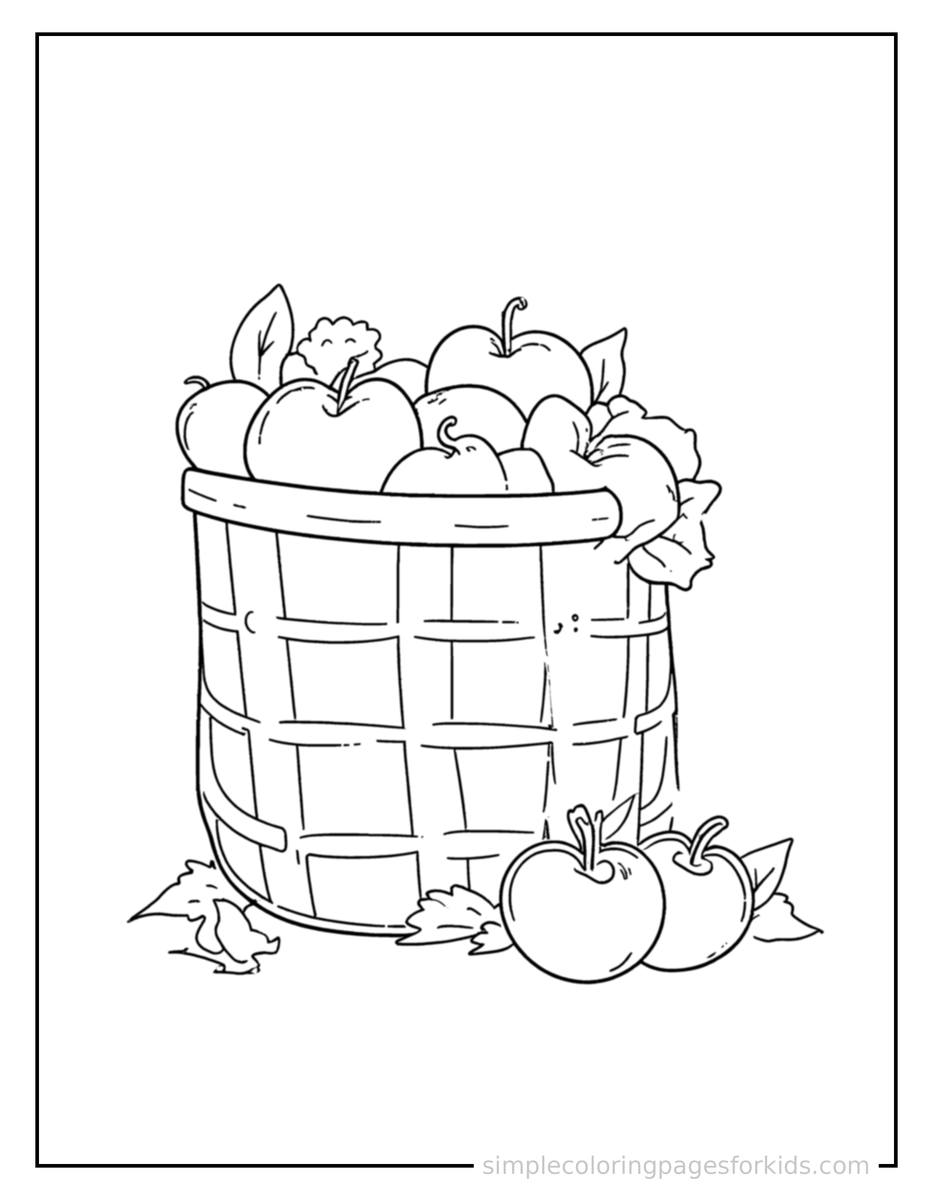 Picking Autumn Apple Picking Basket Coloring Page