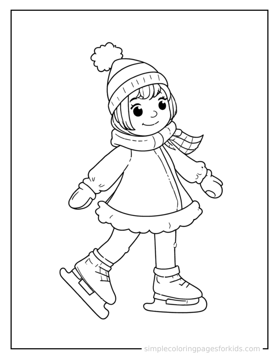 Skating (2) Winter Ice Skating Scene Coloring Page