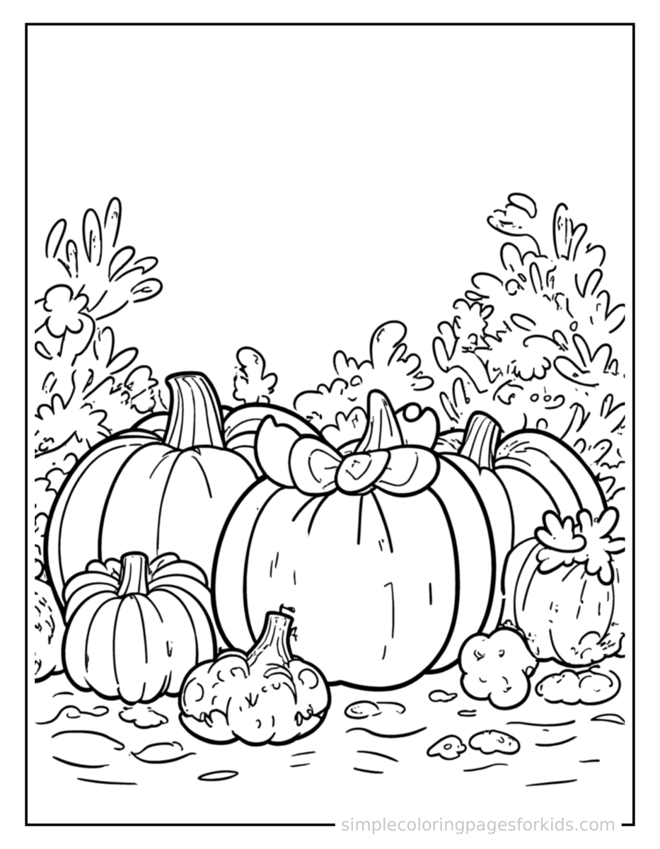 Coloring Scene 4 Autumn Pumpkin Patch Scene Coloring Page
