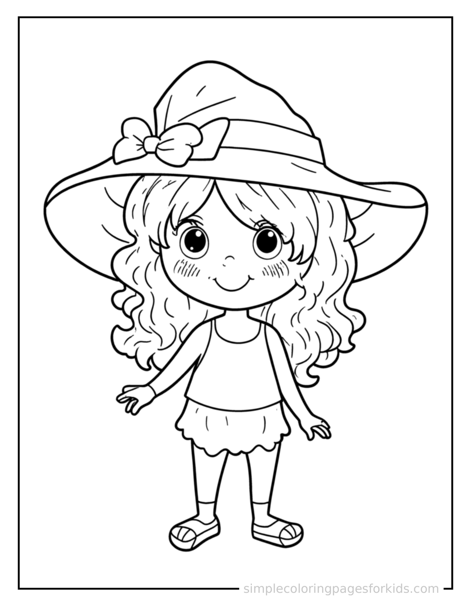 Coloring Scene 4 Summer Sunscreen And Sun Hat Coloring Page