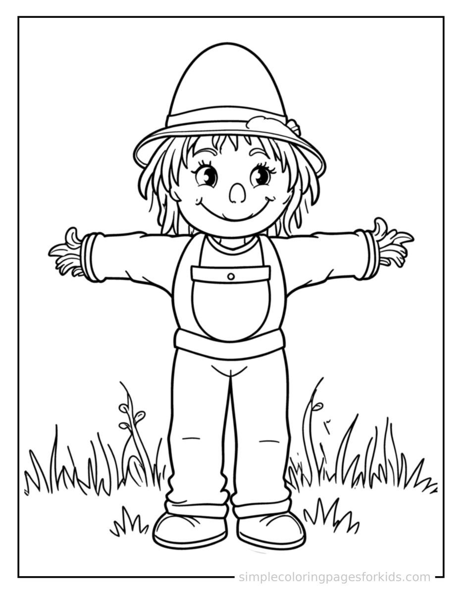 Autumn Scarecrow In A Field Coloring Pages