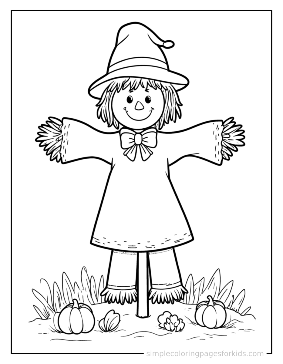 Coloring Scene 4 Autumn Scarecrow In A Field Coloring Page