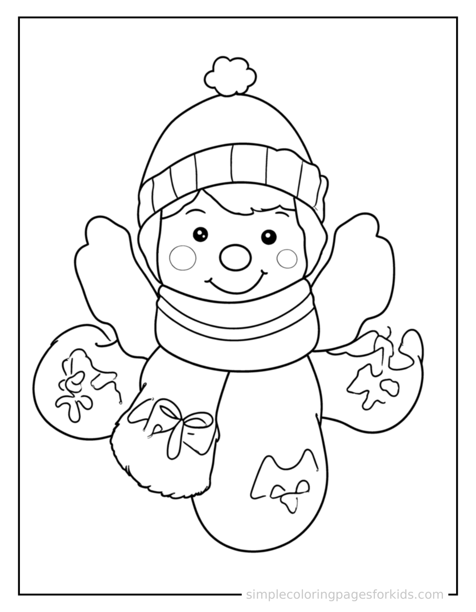 Coloring Scene 4 Winter Mittens And A Scarf Coloring Page