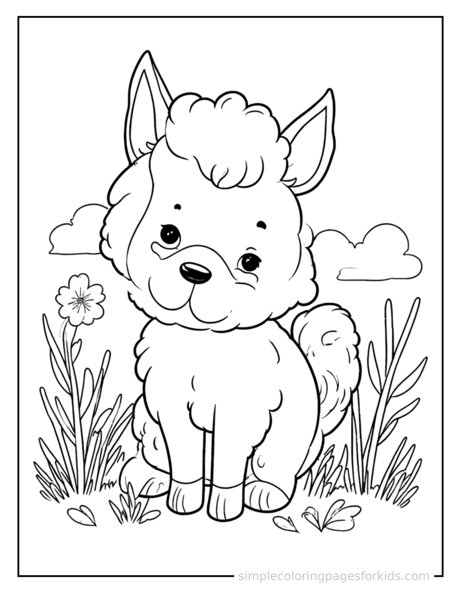 Spring Baby Animals In A Meadow Coloring Pages