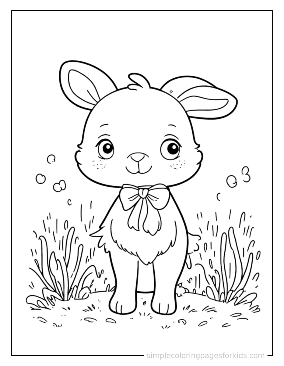 Coloring Scene 4 Spring Baby Animals In A Meadow Coloring Page