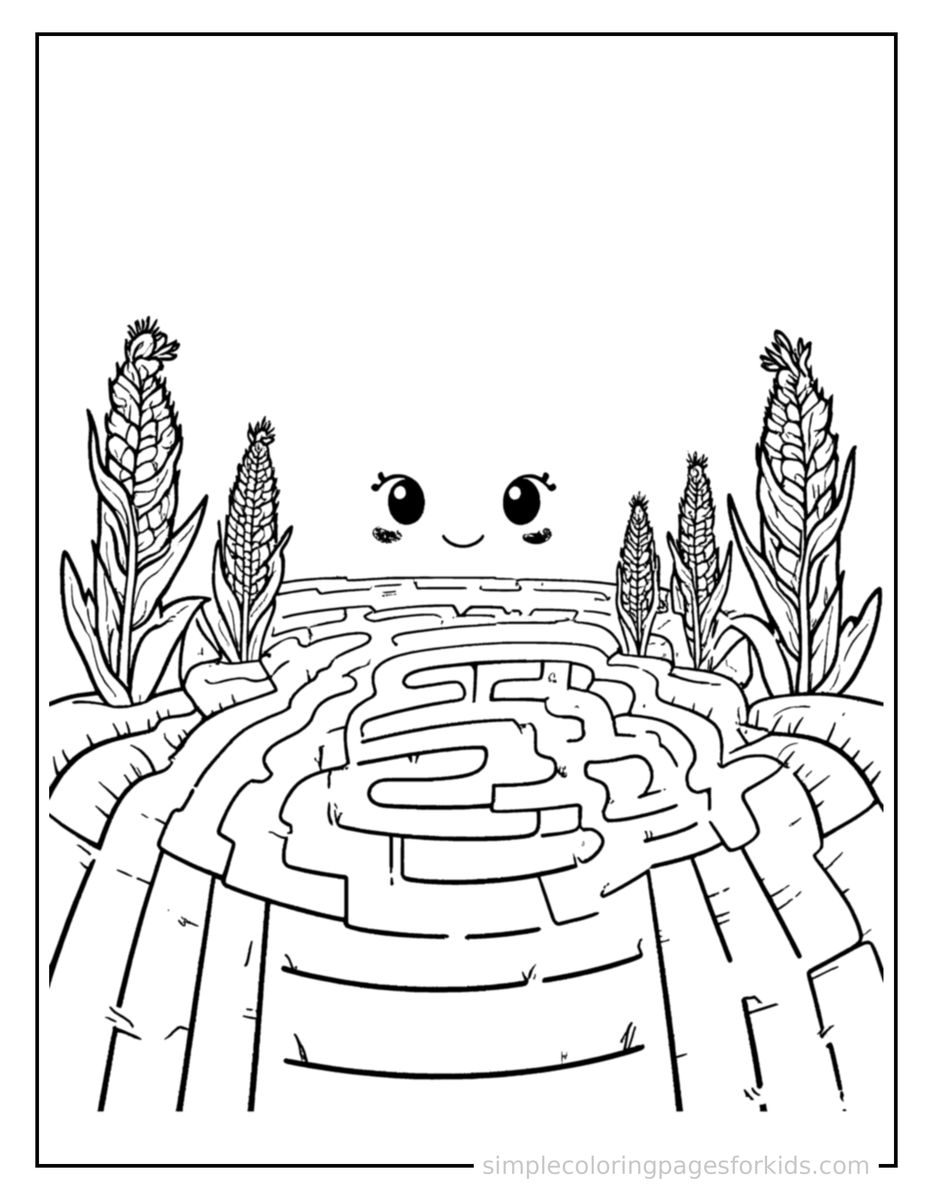 Autumn Corn Maze Scene Coloring Pages