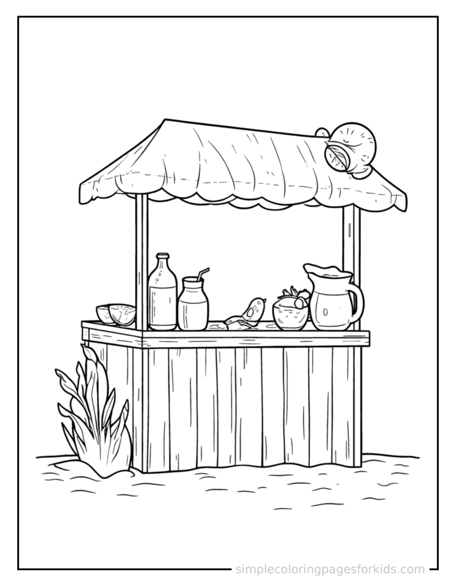 Coloring Scene 4 Summer Lemonade Stand Scene Coloring Page