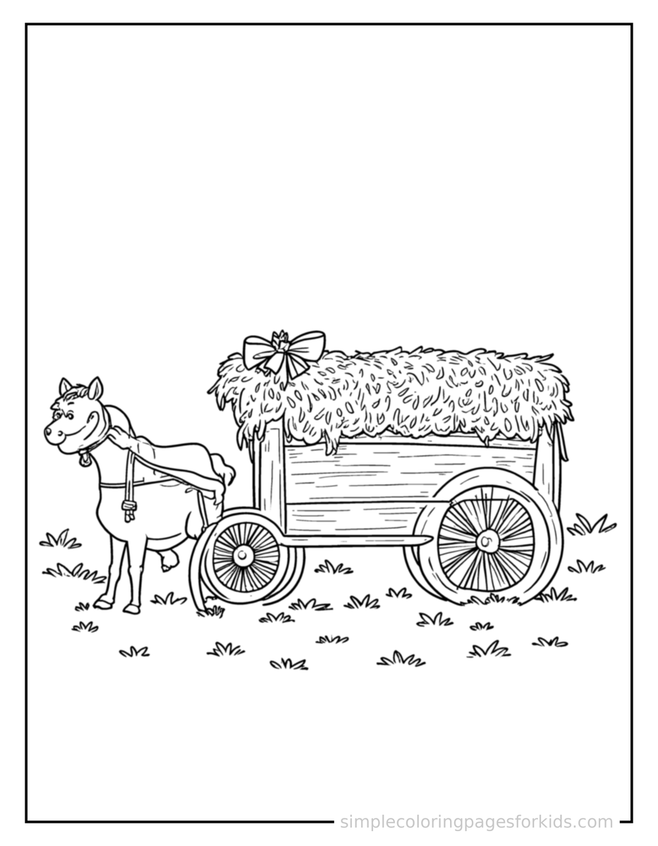 Coloring Scene 4 Autumn Hayride Wagon Scene Coloring Page