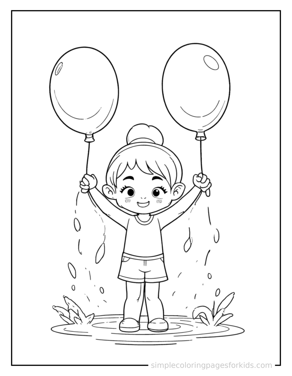 Summer Water Balloon Fight Coloring Pages