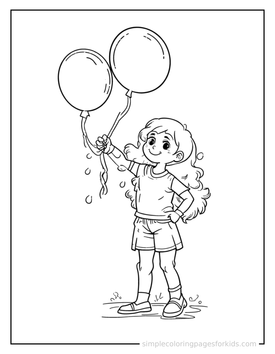 Coloring Scene 4 Summer Water Balloon Fight Coloring Page