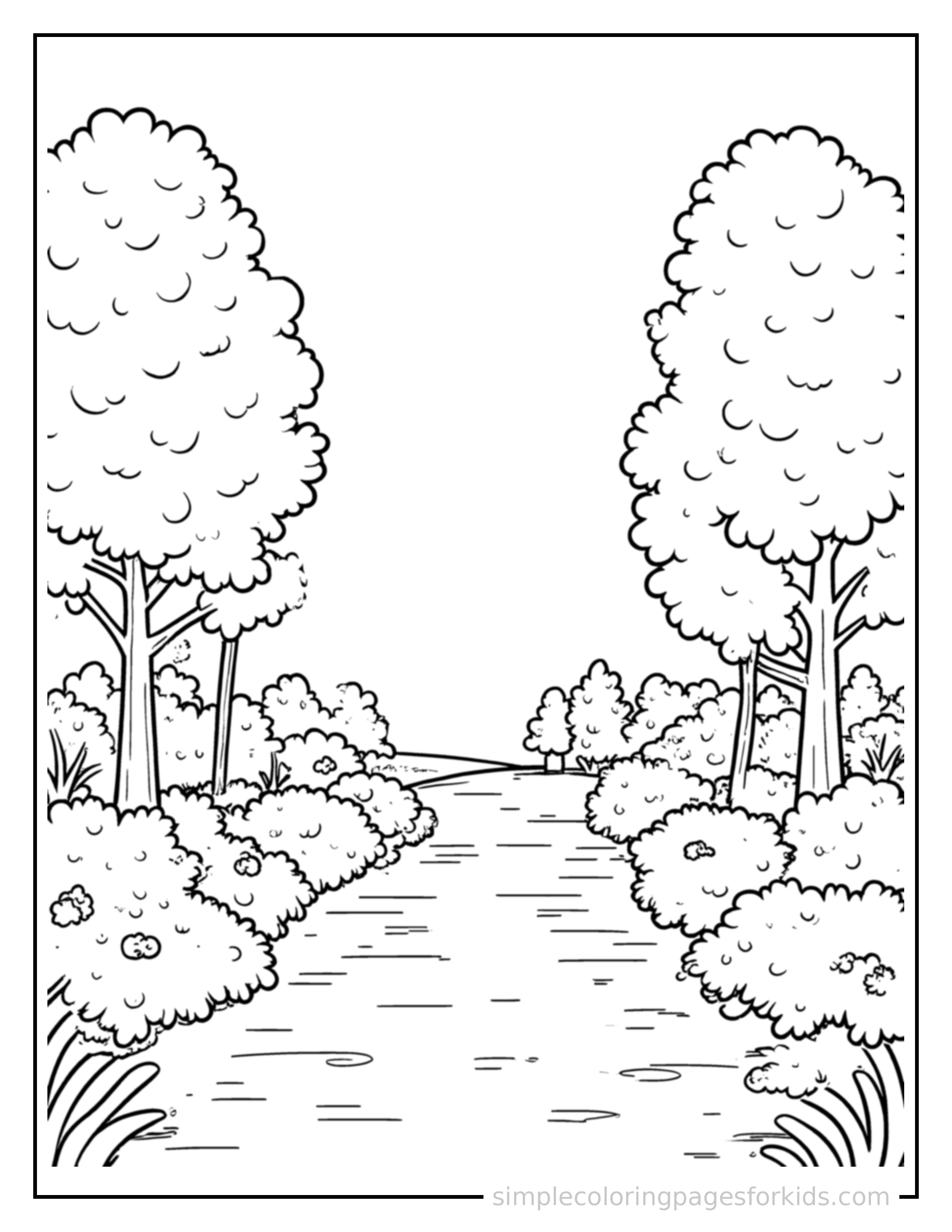 Free printable autumn nature walk scene coloring page featuring a cute autumn nature walk scene, shown with a smaller mini version of itself beside it.