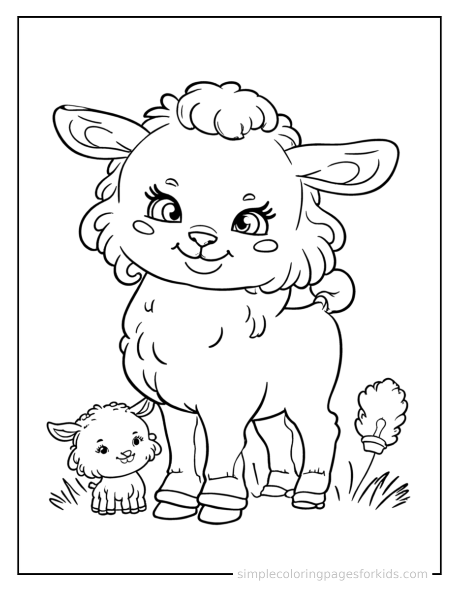Coloring Scene 3 Spring Farm Baby Animals Coloring Page