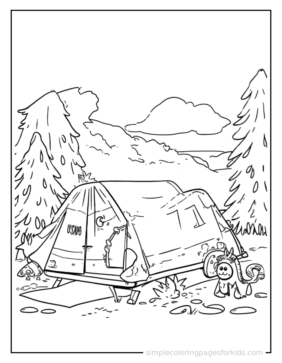 Summer Camping Trip Scene Coloring Pages