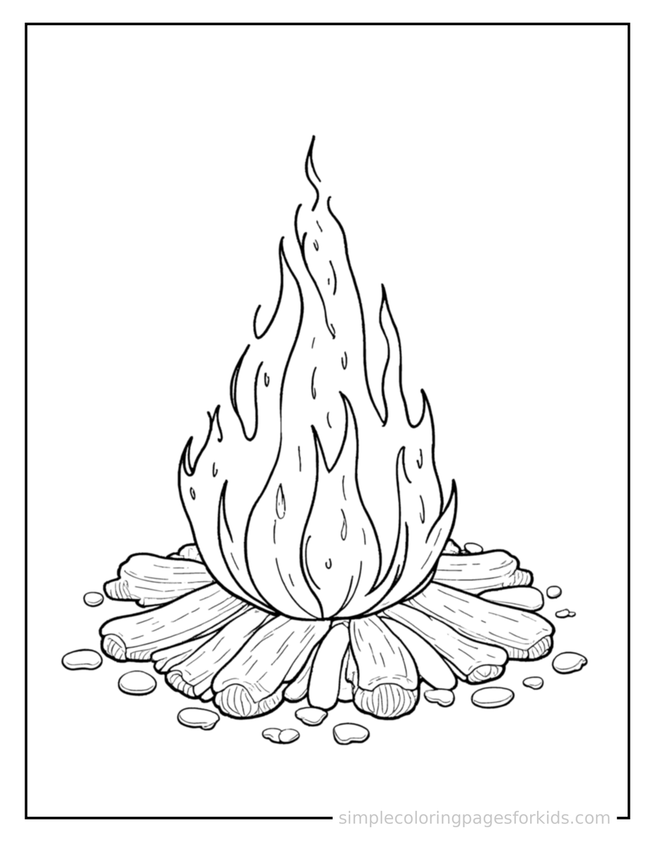 Autumn Bonfire With Marshmallows Coloring Pages