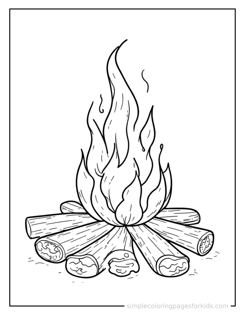 Coloring Scene 4 Autumn Bonfire With Marshmallows Coloring Page