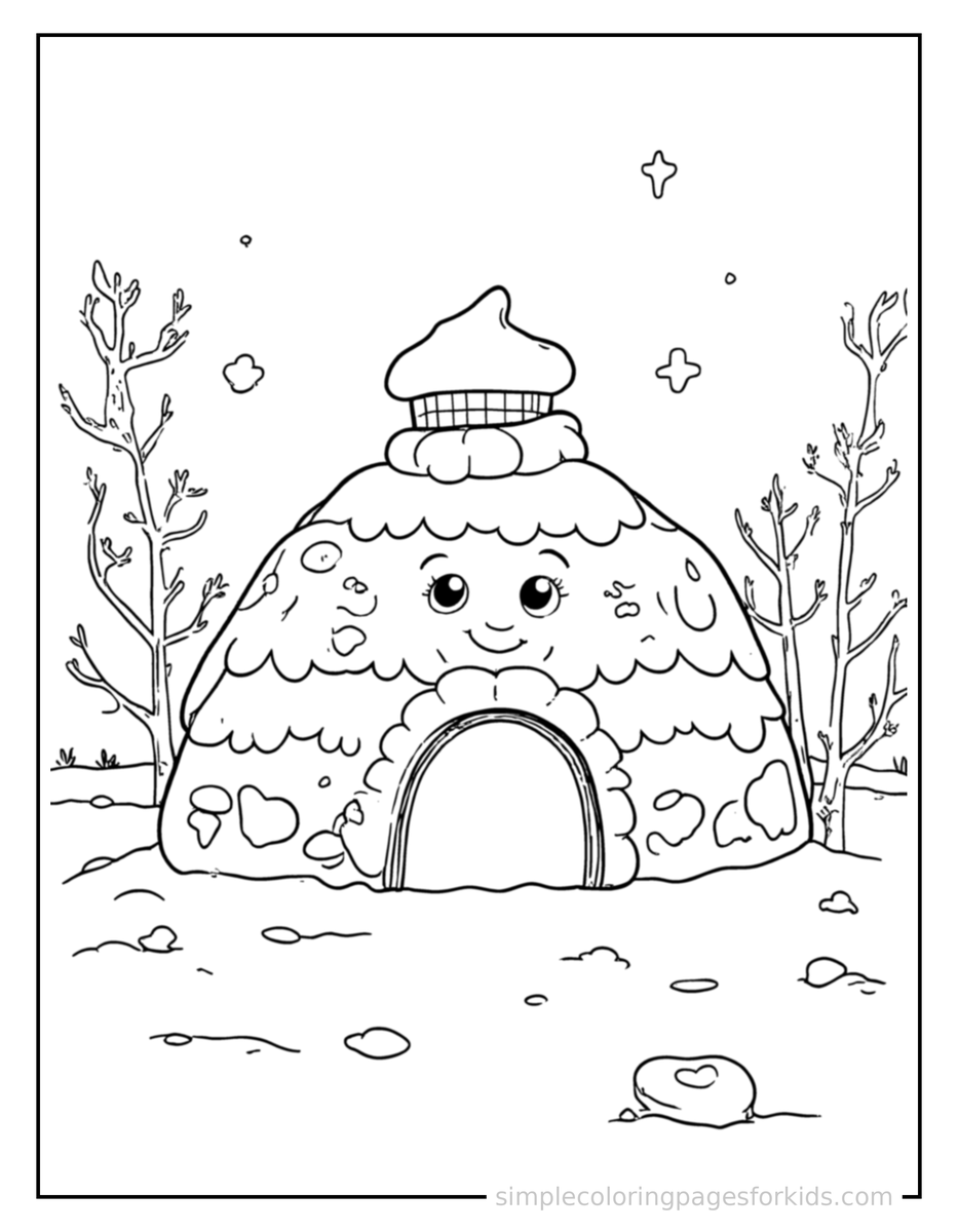 Winter Snow Fort Scene Coloring Pages