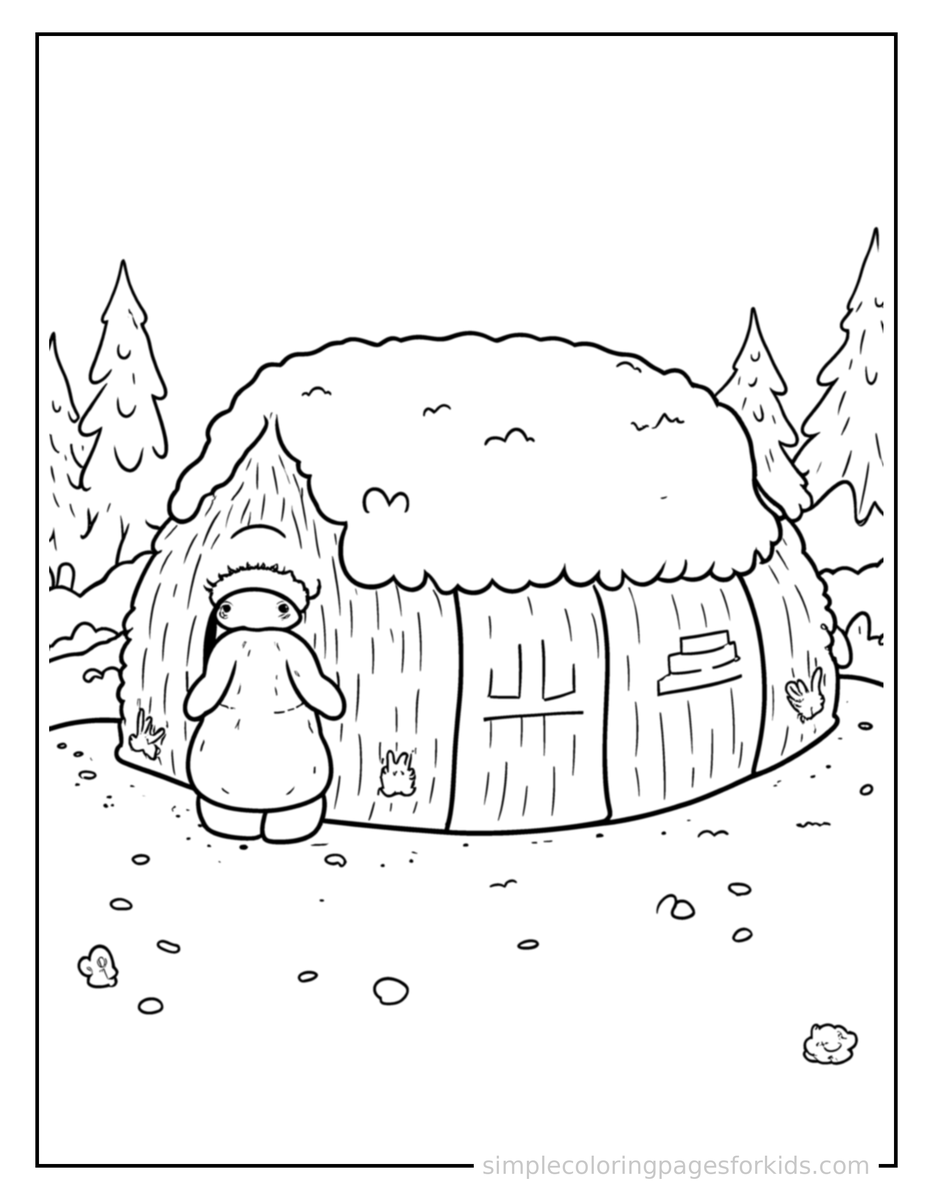 Sparkling Winter Snow Fort Scene Coloring Page