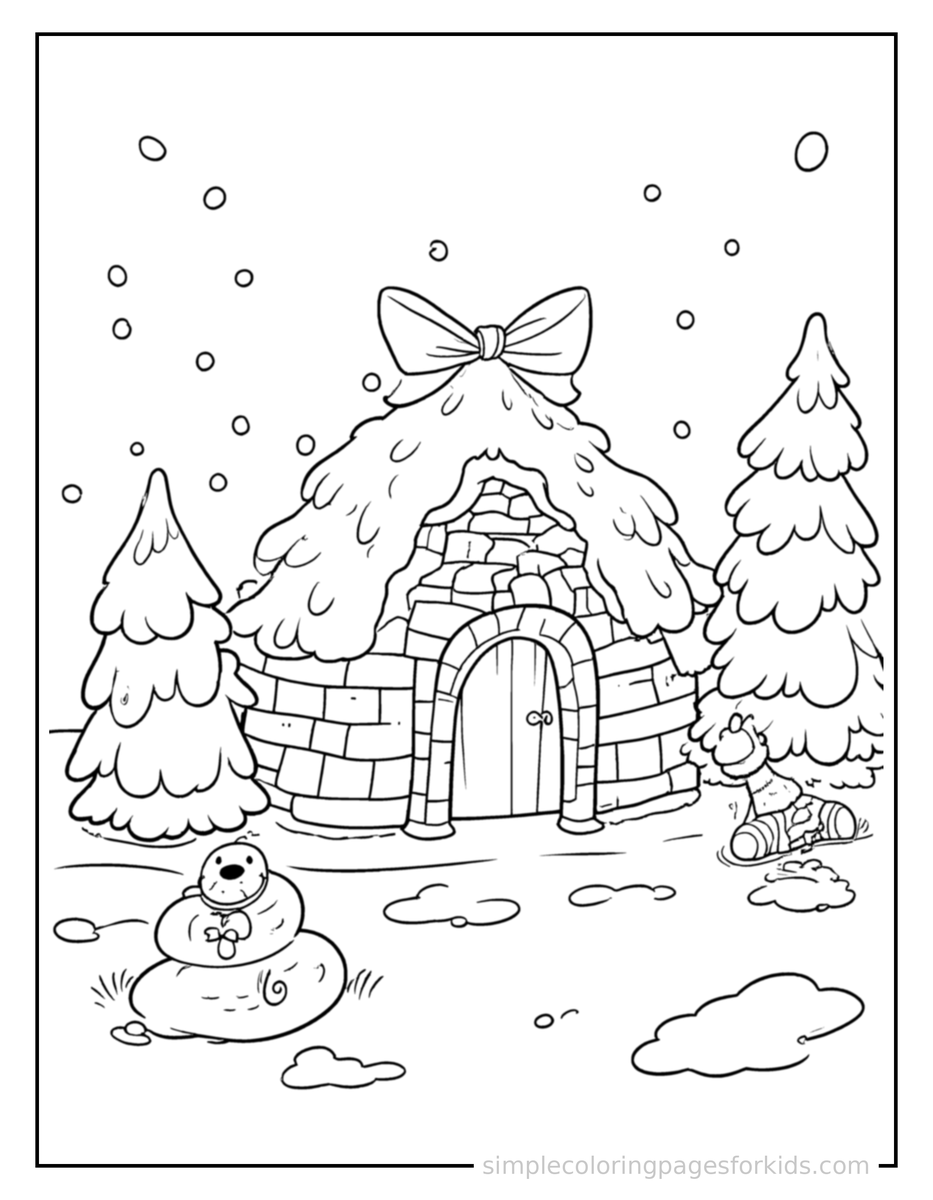 Coloring Scene 4 Winter Snow Fort Scene Coloring Page