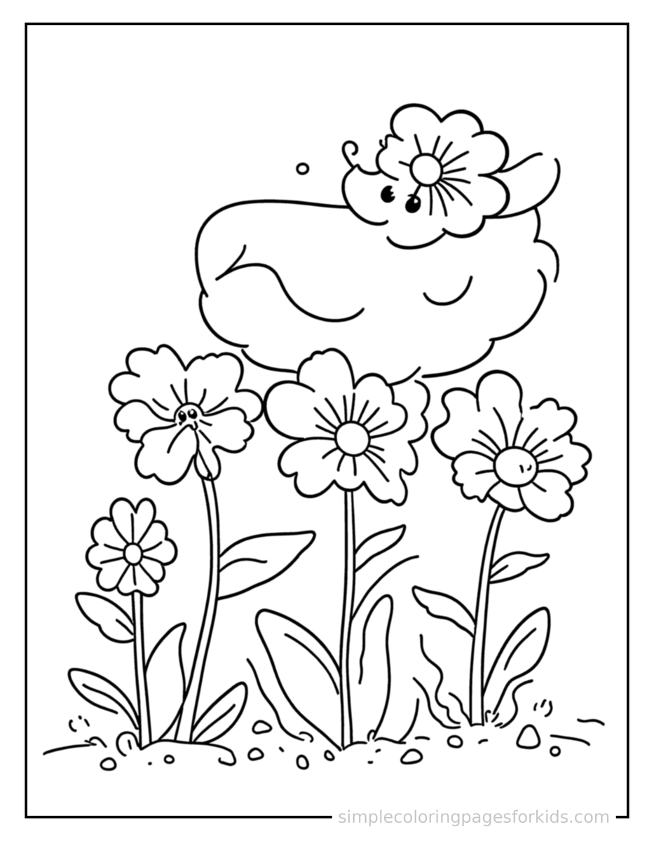 Spring Flower Planting Scene Coloring Pages