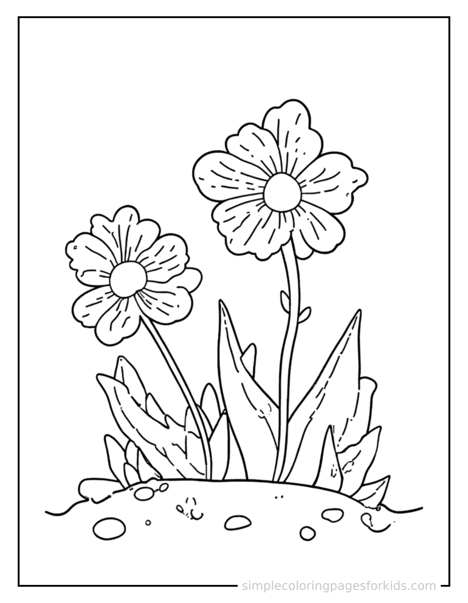 Planting Spring Flower Planting Scene Coloring Page