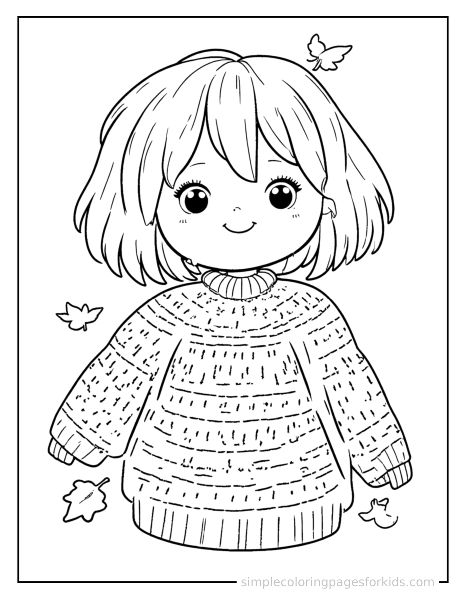 Autumn Sweater Weather Scene Coloring Pages