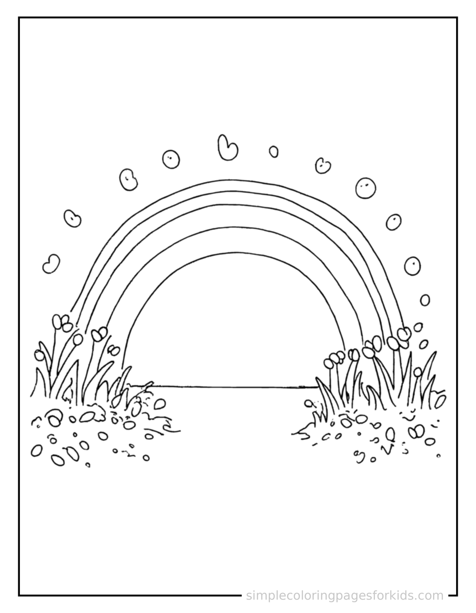 Sparkling Spring Rainbow After Rain Coloring Page