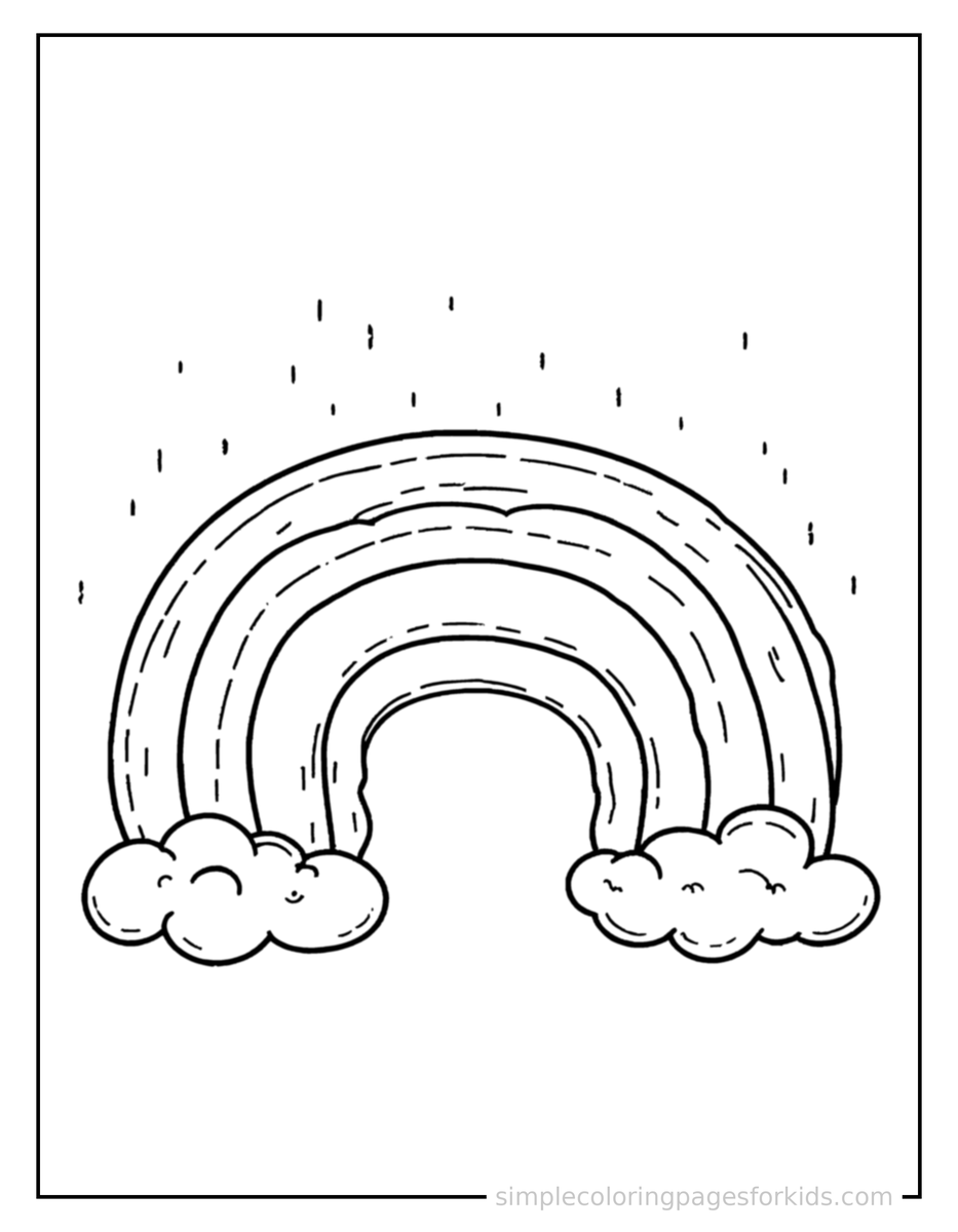 Coloring Scene 4 Spring Rainbow After Rain Coloring Page
