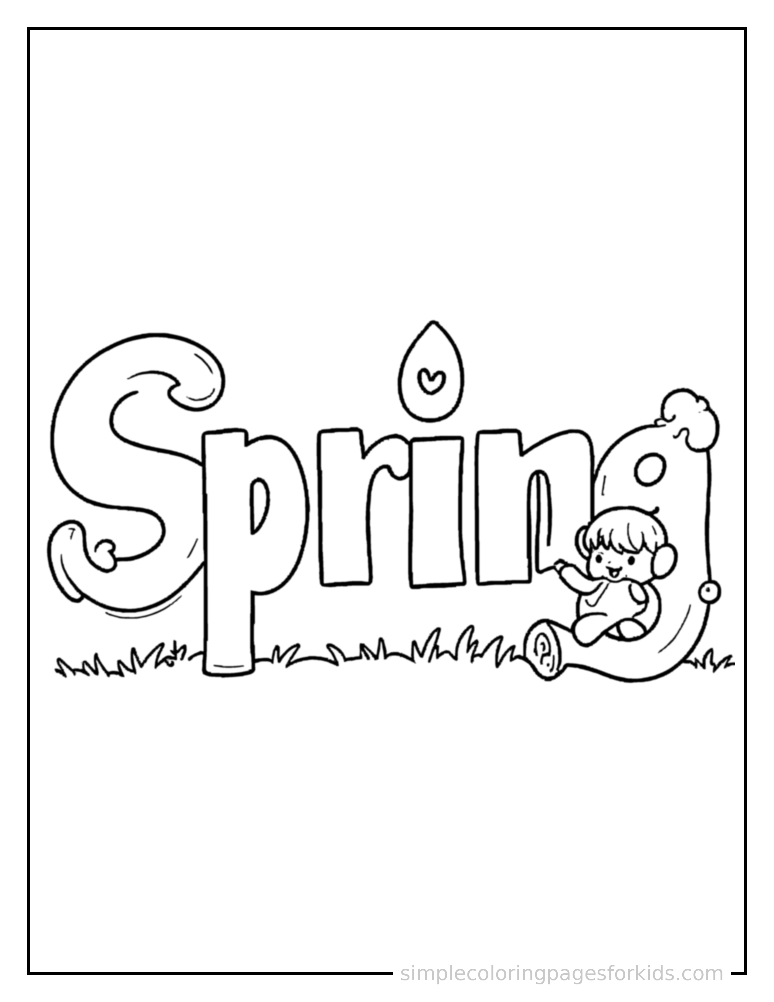 Printable seasons coloring page for kids