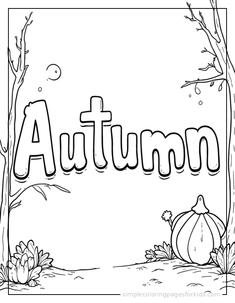 Printable seasons coloring page for kids