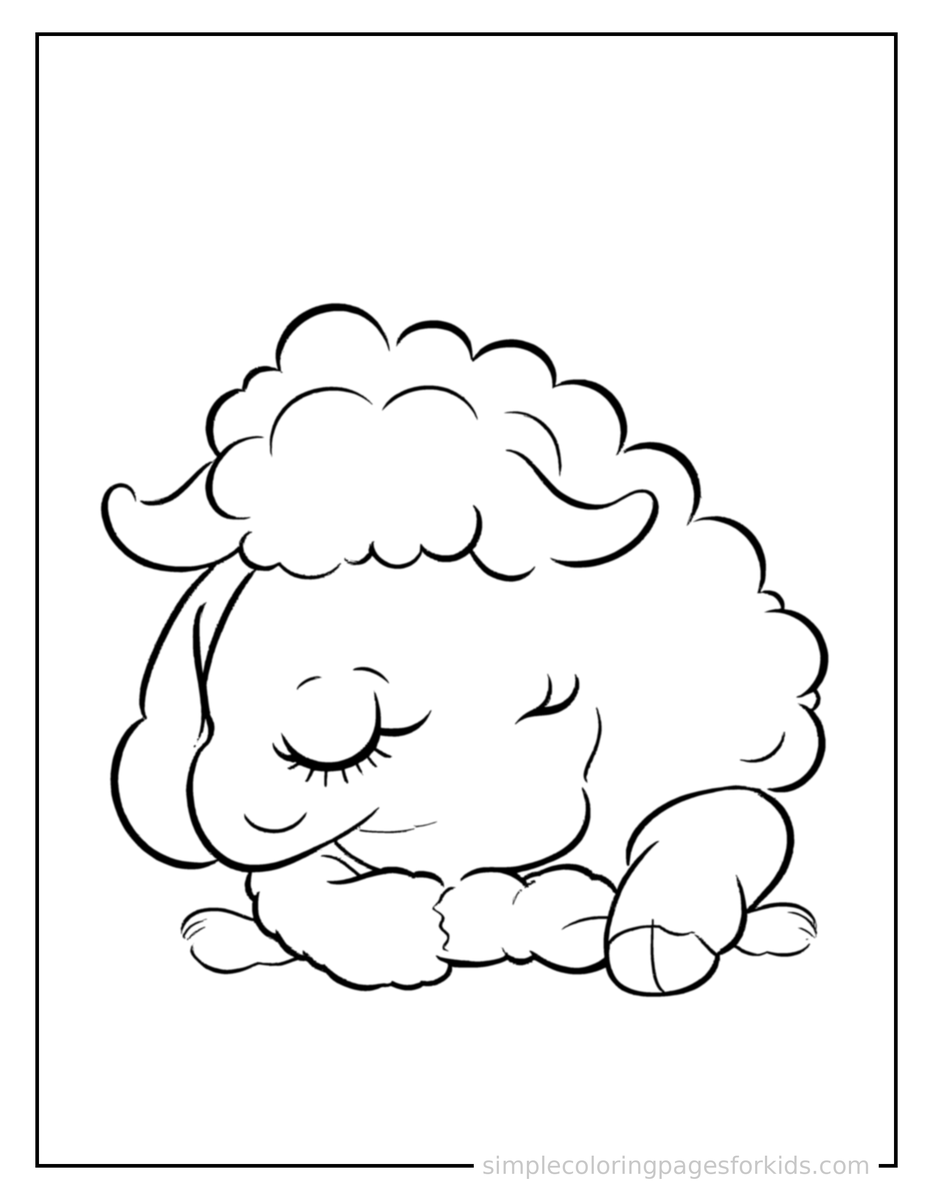 Sleepy Sheep Coloring Page