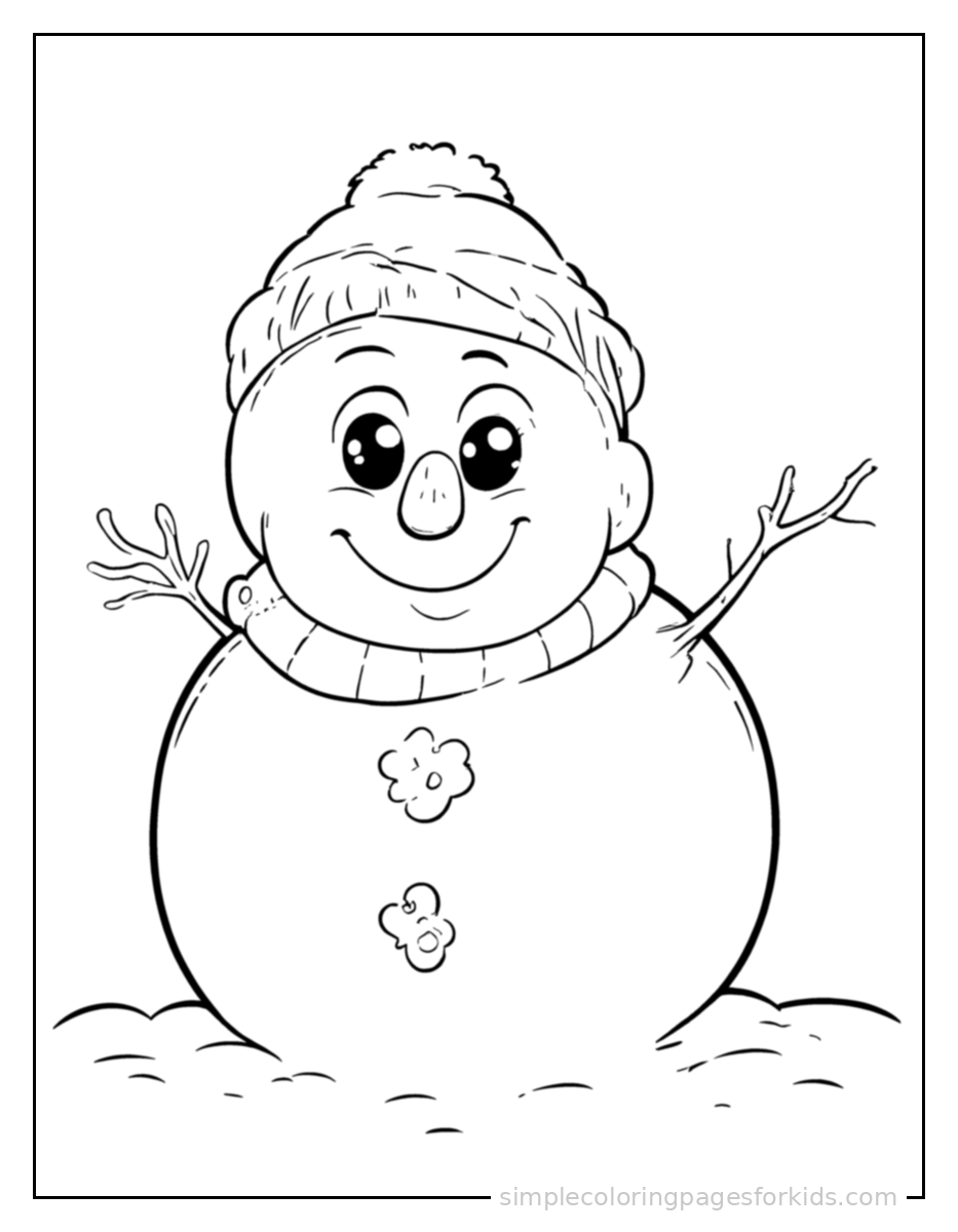 Printable snowman coloring page for kids