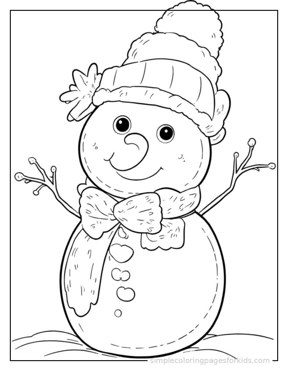 Printable snowman coloring page for kids