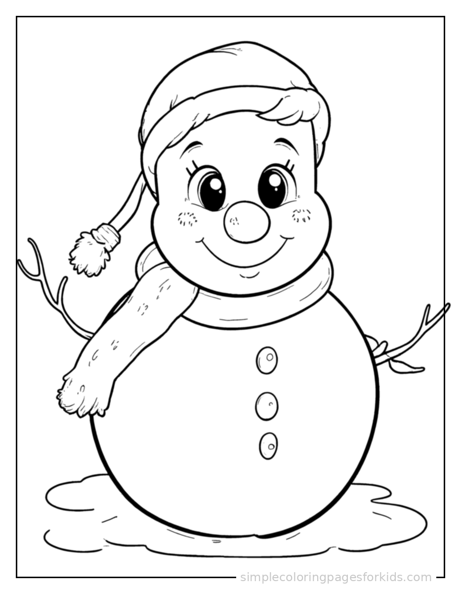 Printable snowman coloring page for kids