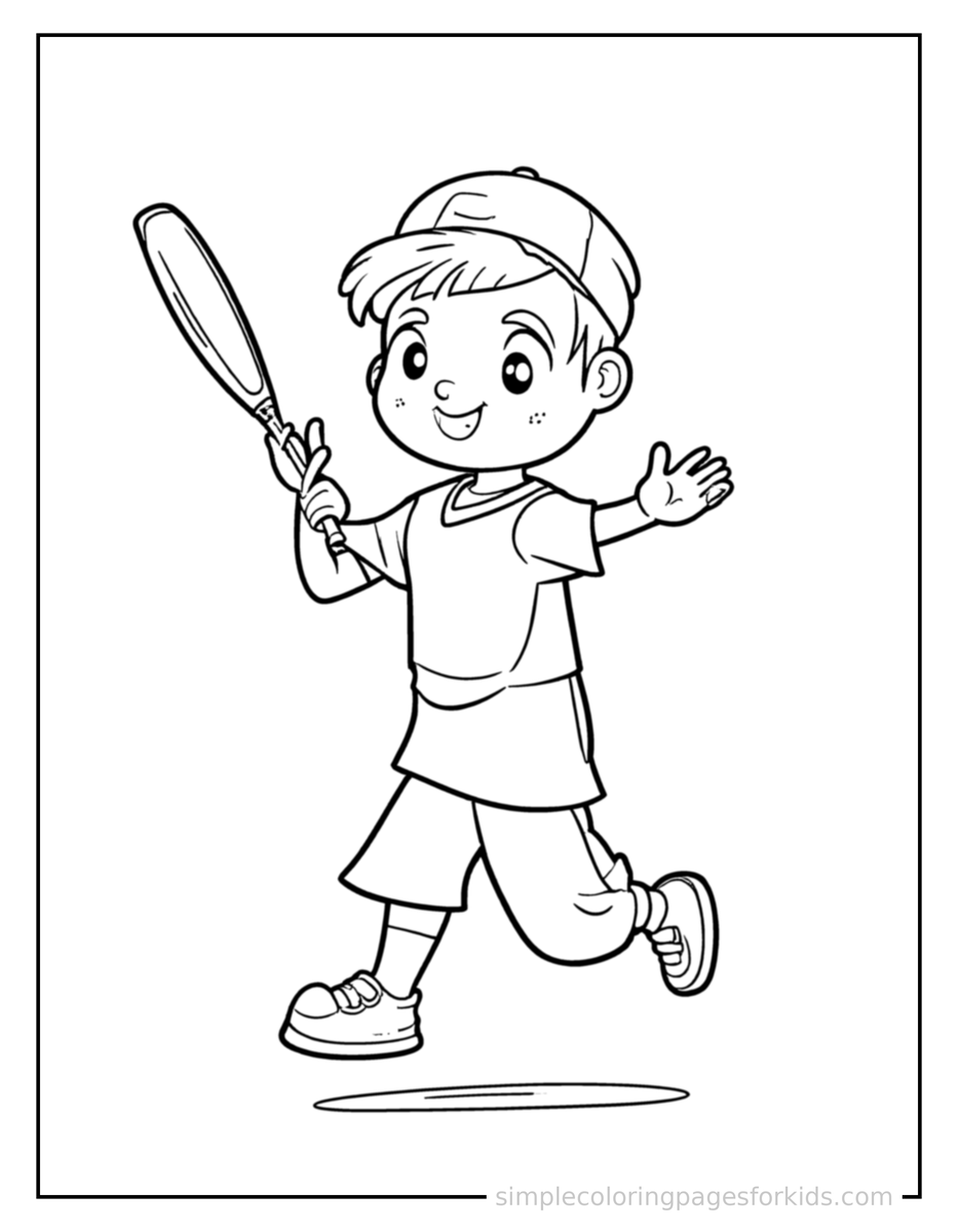 Jumping Kid Playing Baseball With A Bat Coloring Page