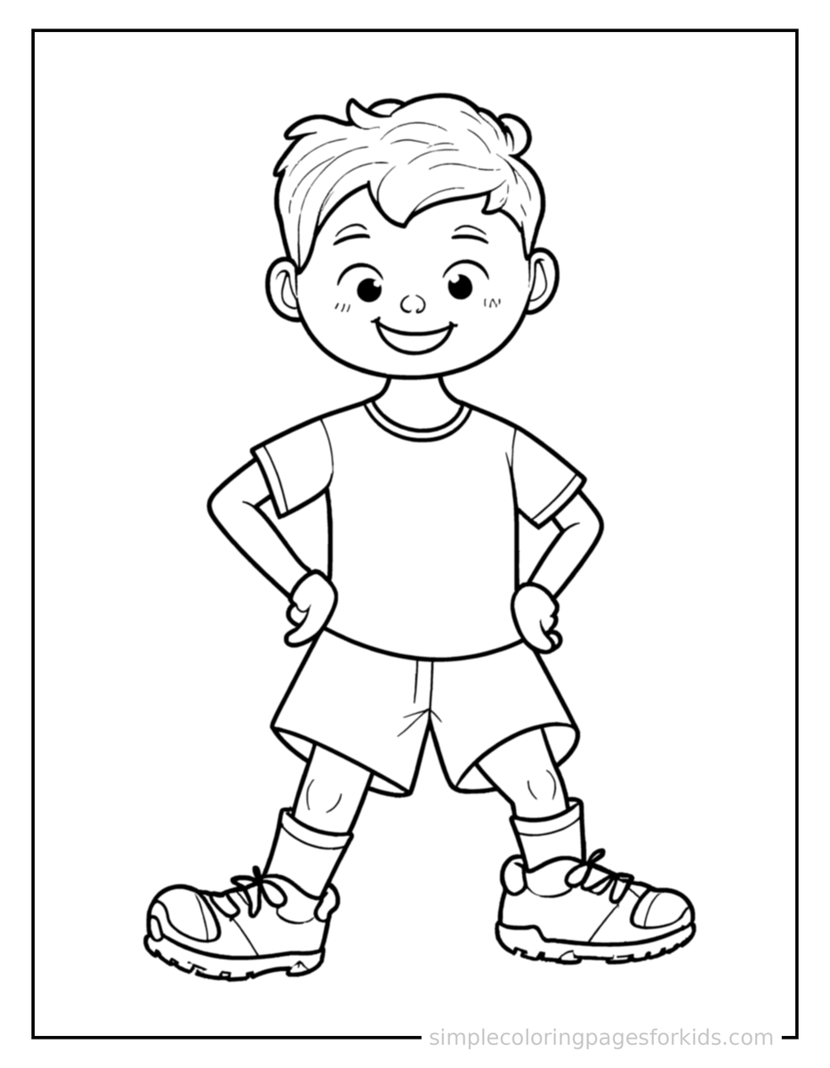 Proud Kid Playing Football With A Football Coloring Page