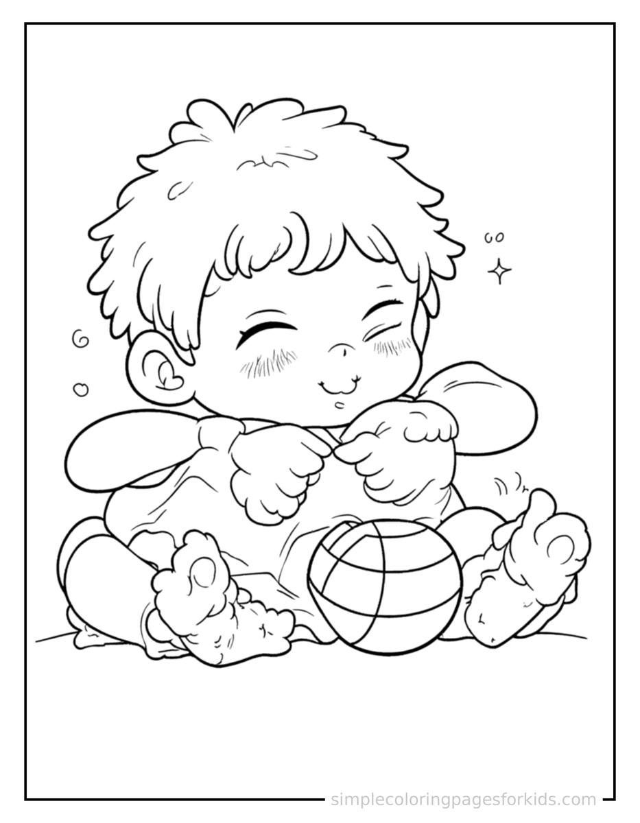 Sleepy Kid Playing Volleyball Coloring Page
