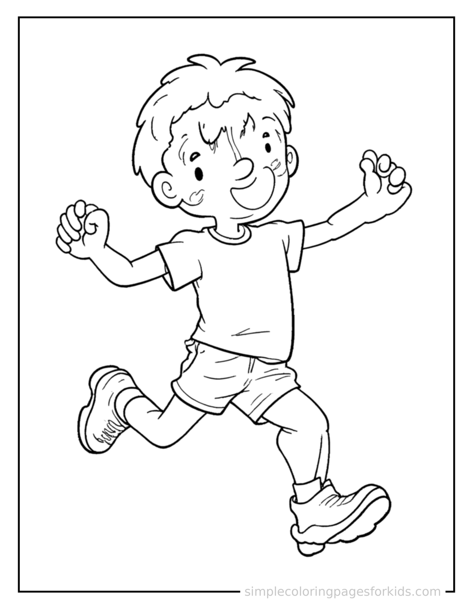 Running Kid Playing Volleyball Coloring Page