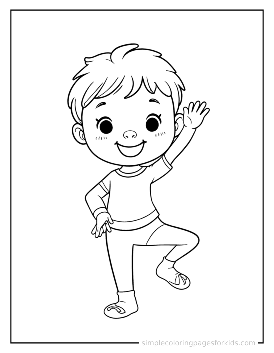 Kid Doing Yoga In A Pose Coloring Pages