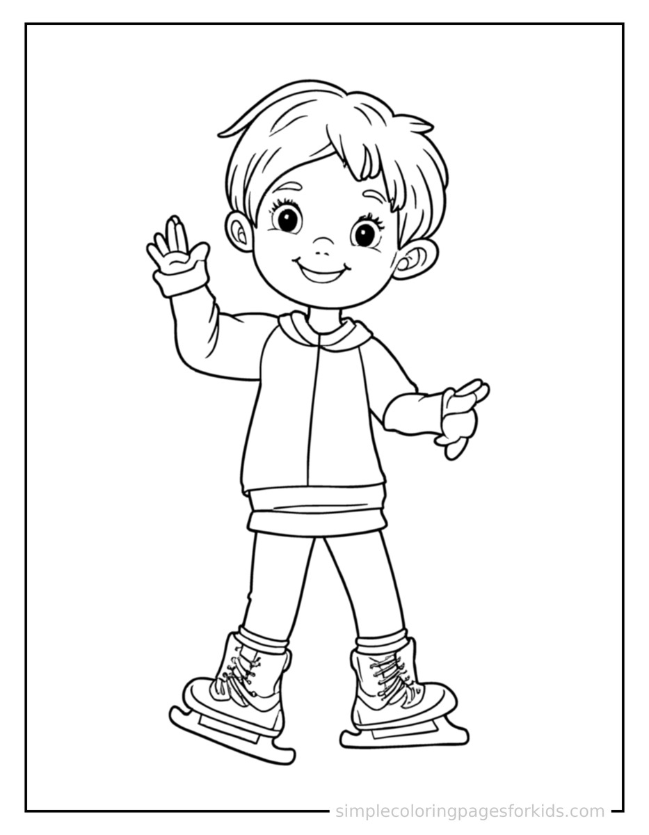 Kid Ice Skating Coloring Pages