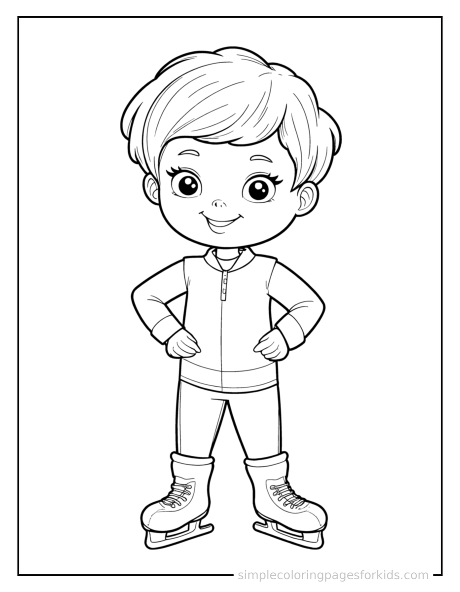 Proud Kid Ice Skating Coloring Page