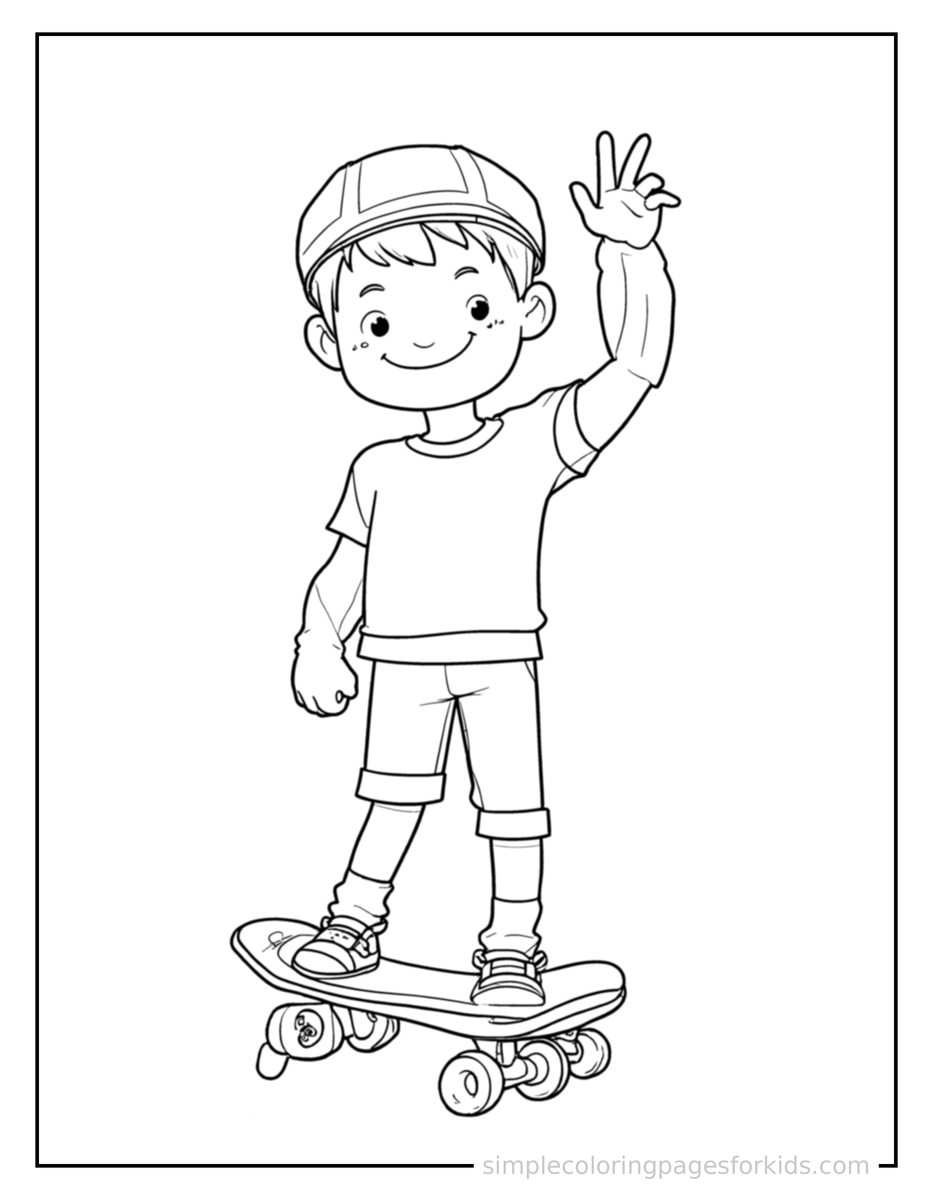 Kid Skateboarding Coloring Pages
