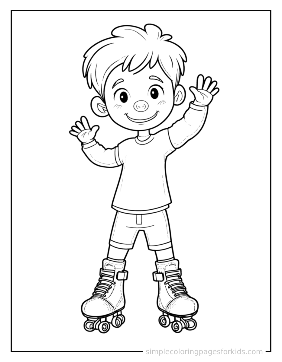 Kid Roller Skating Coloring Pages