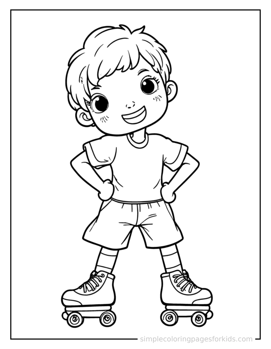 Proud Kid Roller Skating Coloring Page