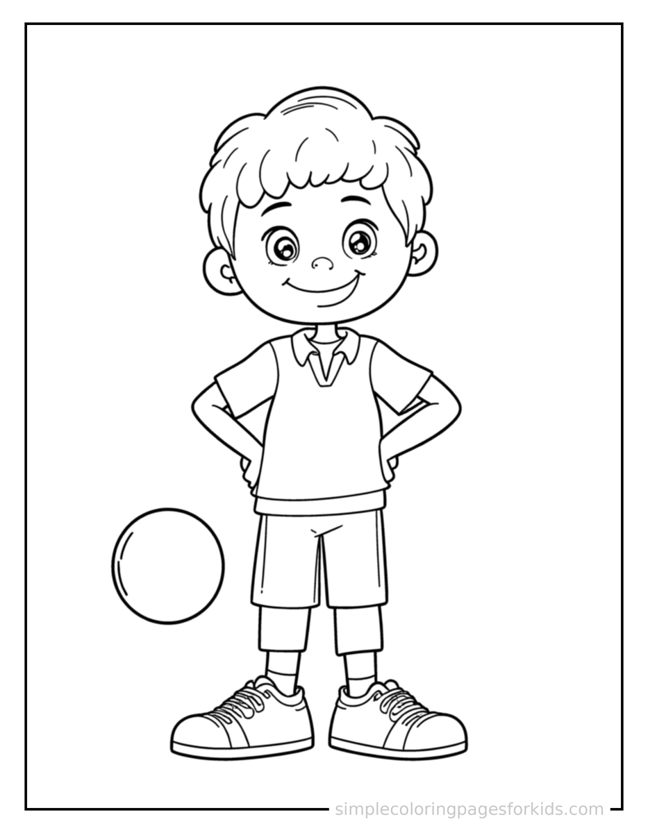 Proud Kid Bowling Coloring Page