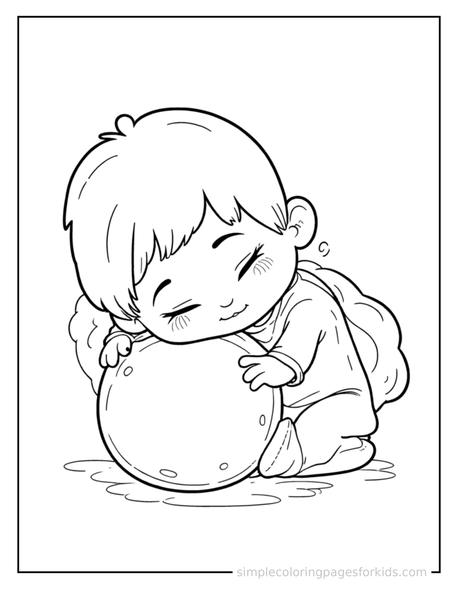 Sleepy Kid Bowling Coloring Page