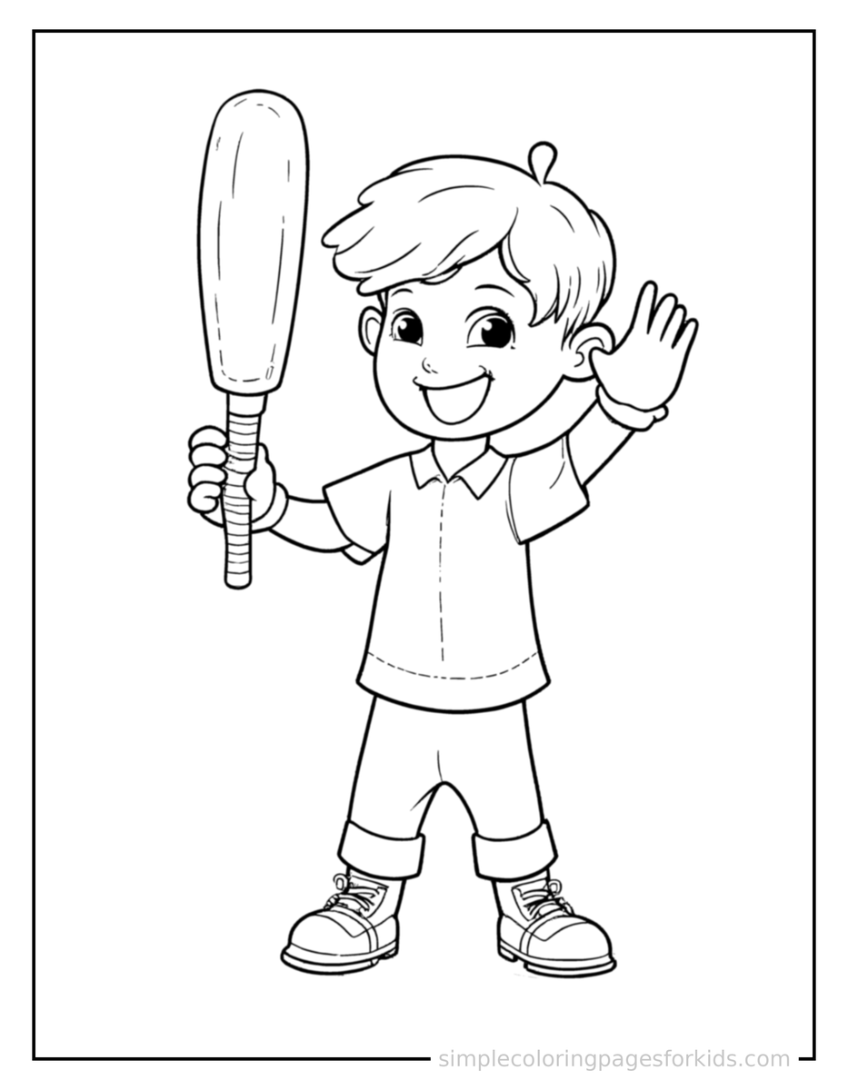 Kid Playing Cricket Coloring Pages