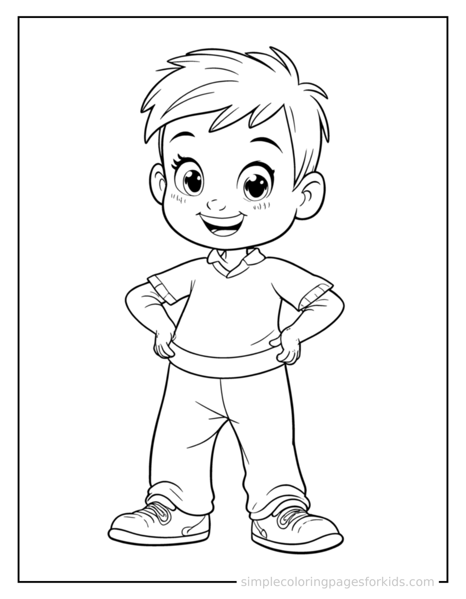 Proud Kid Playing Cricket Coloring Page