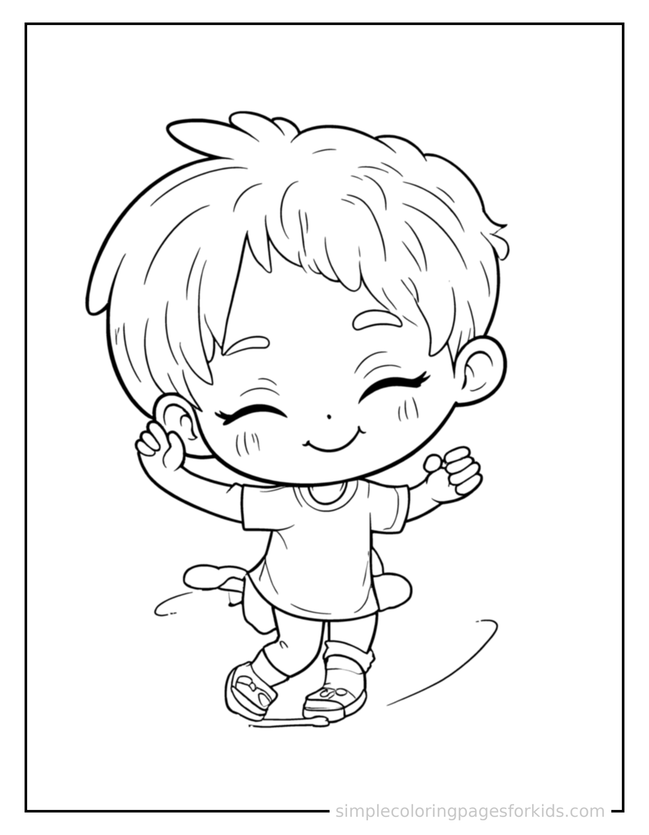 Sleepy Kid Jumping Rope Coloring Page