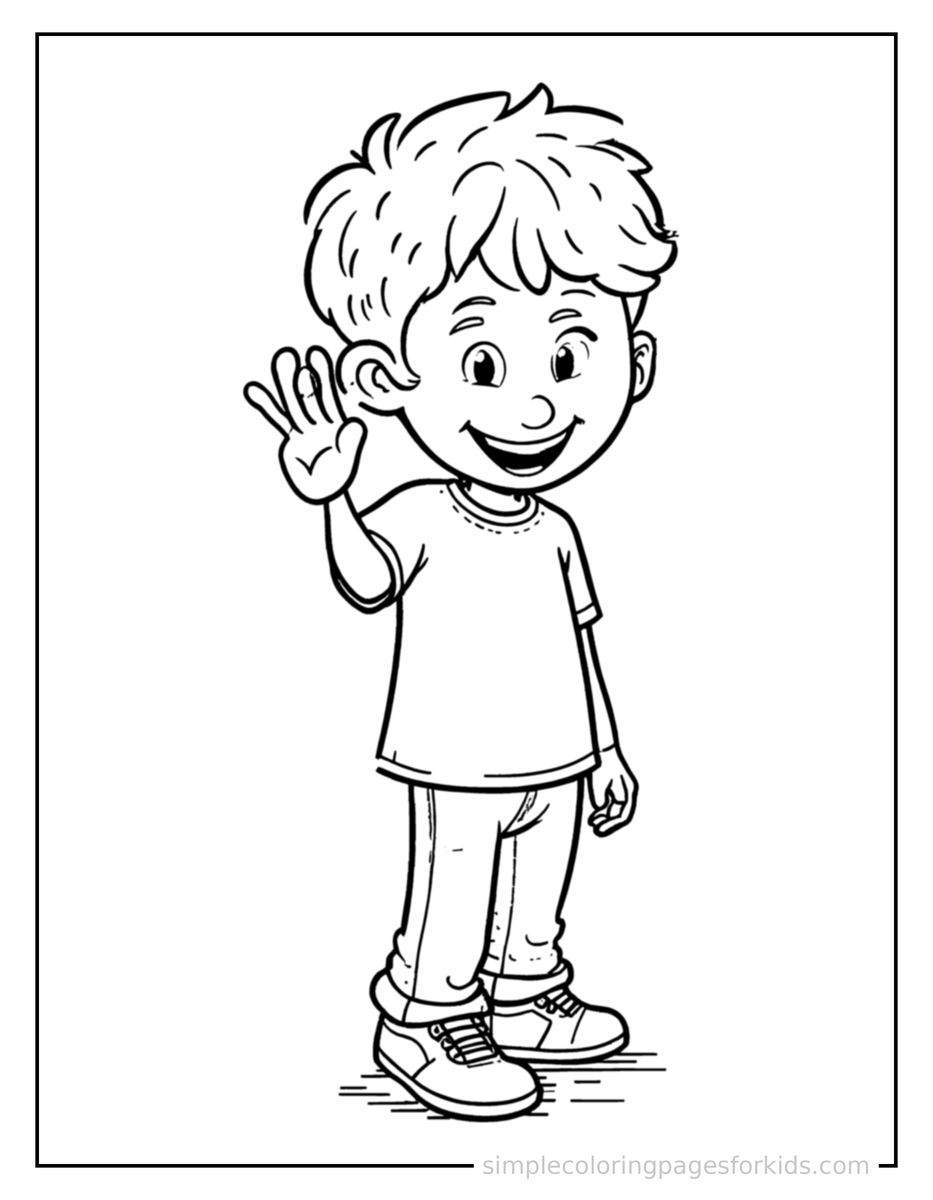 Kid Playing Tag With Friends Coloring Pages
